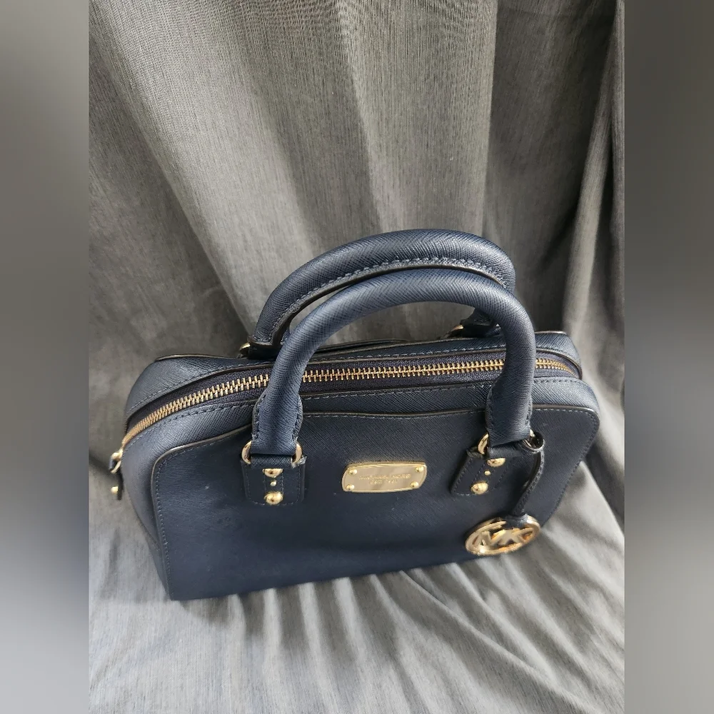 Michael Kors Blue Saffiano Leather Satchel Bag